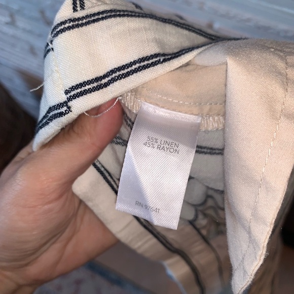 J. Jill Blue Striped Linen Blend Casual Wide Leg Pants NEW Size 12 Petite - Picture 9 of 9